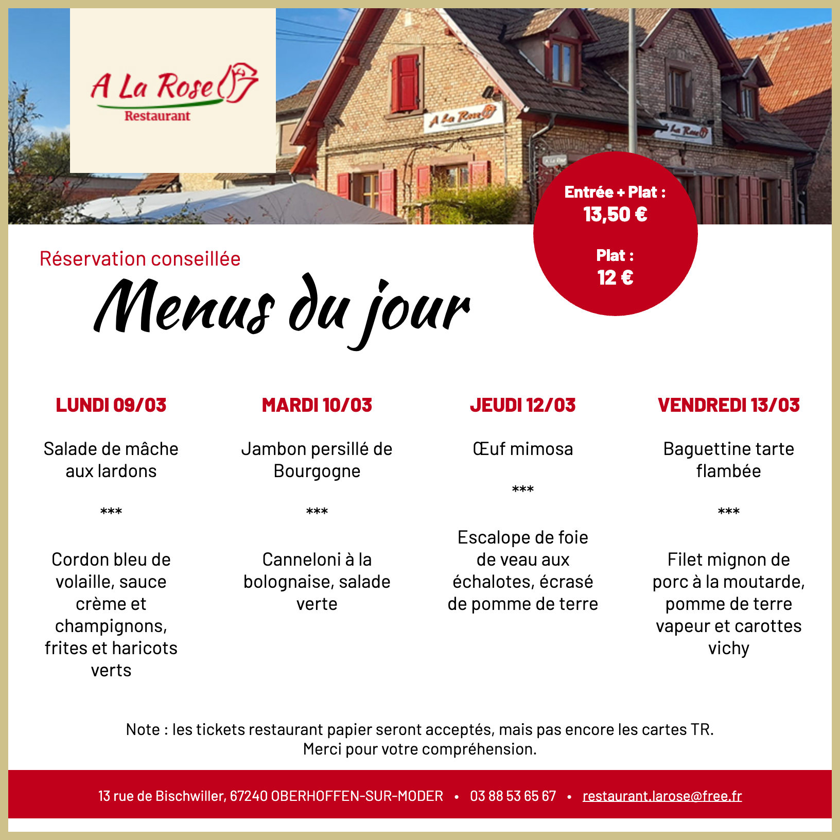 Menus du jour