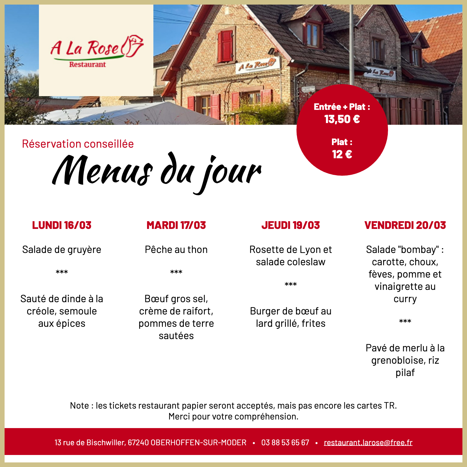 Menus du jour