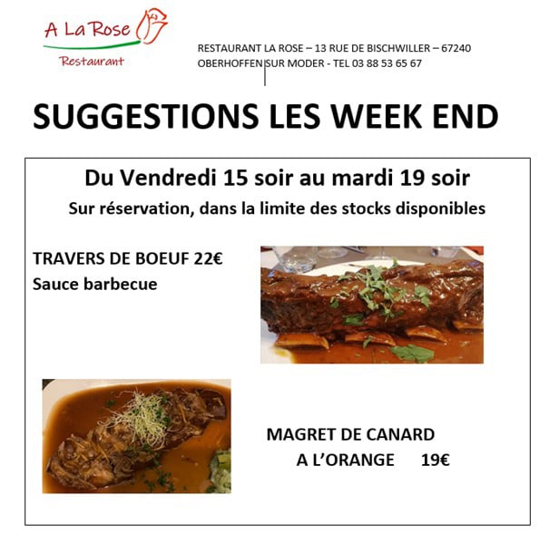 SUGGESTION-DU-15-AU-19 Suggestions des week end du vendredi 15 soir au mardi 19 soir