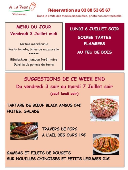 SUGGESTIONS DU WEEK END 3 JUILLET