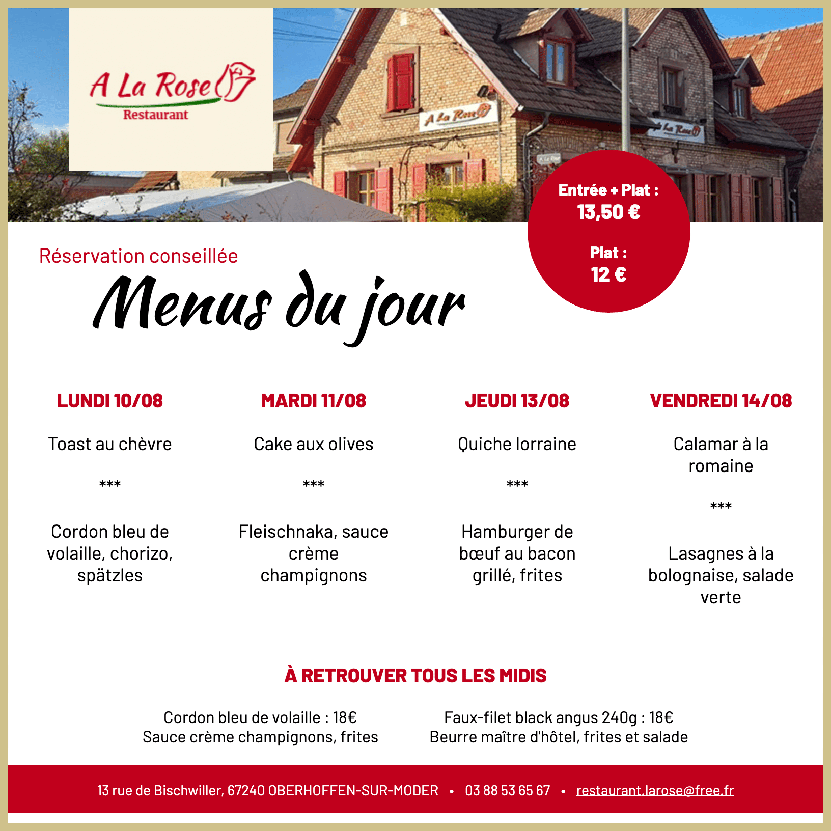Menus du jour