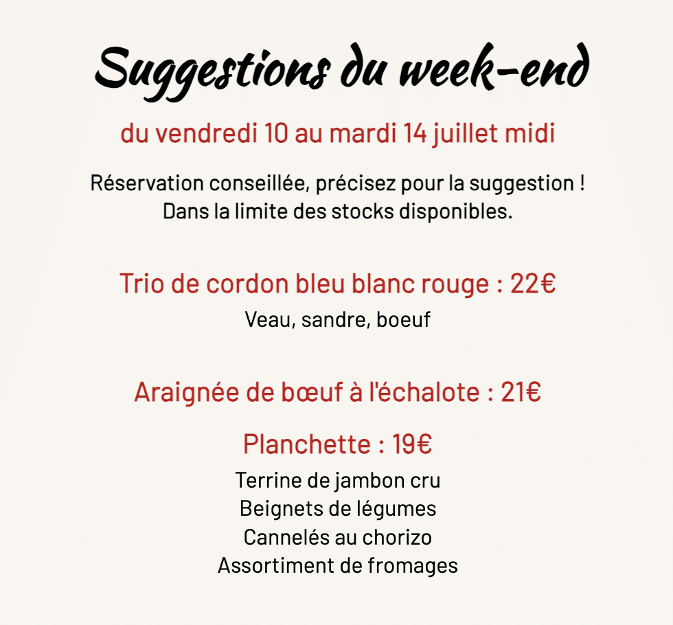 Suggestions du week-end du 10 au 14 juillet