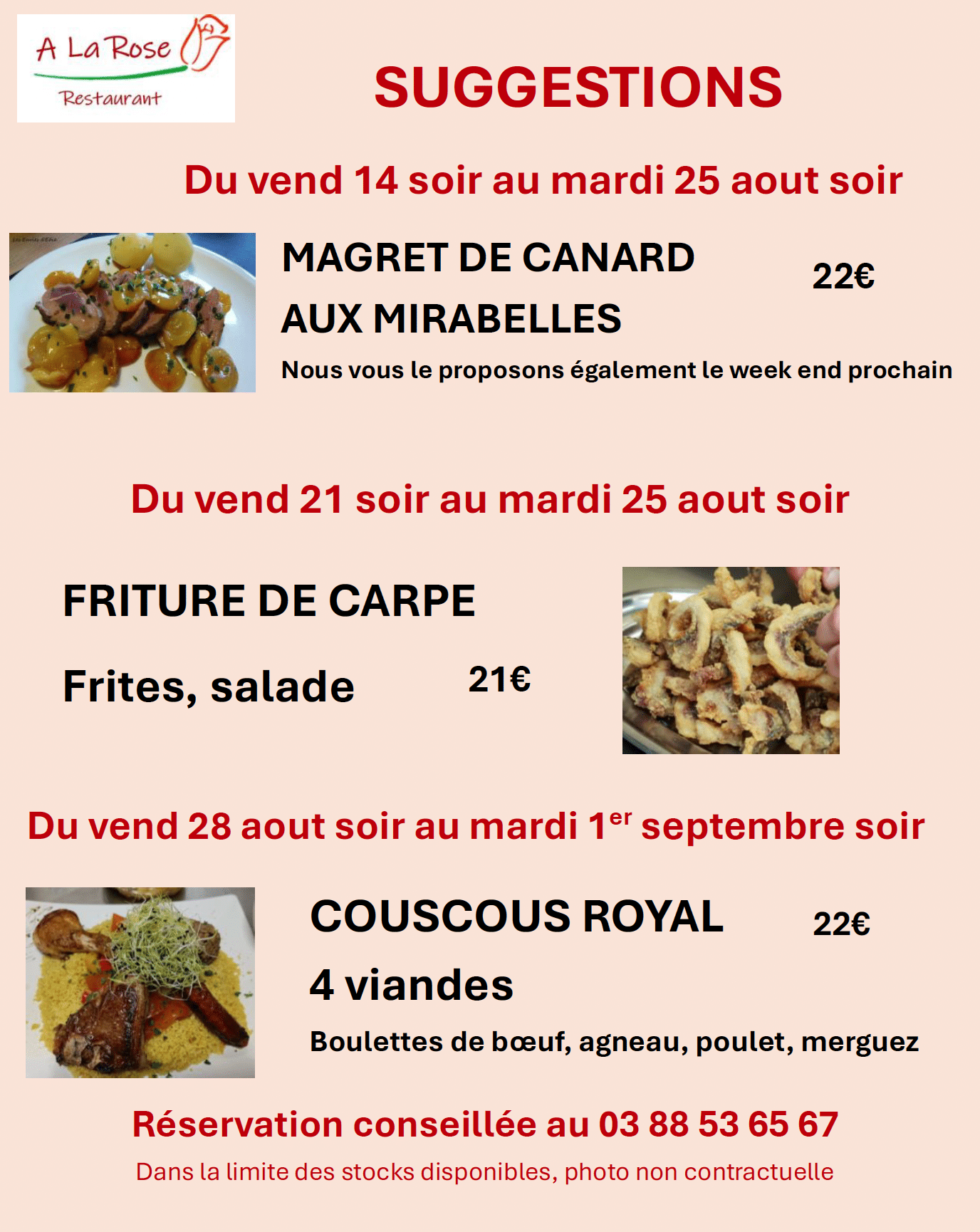 Suggestions Suggestions de la semaine